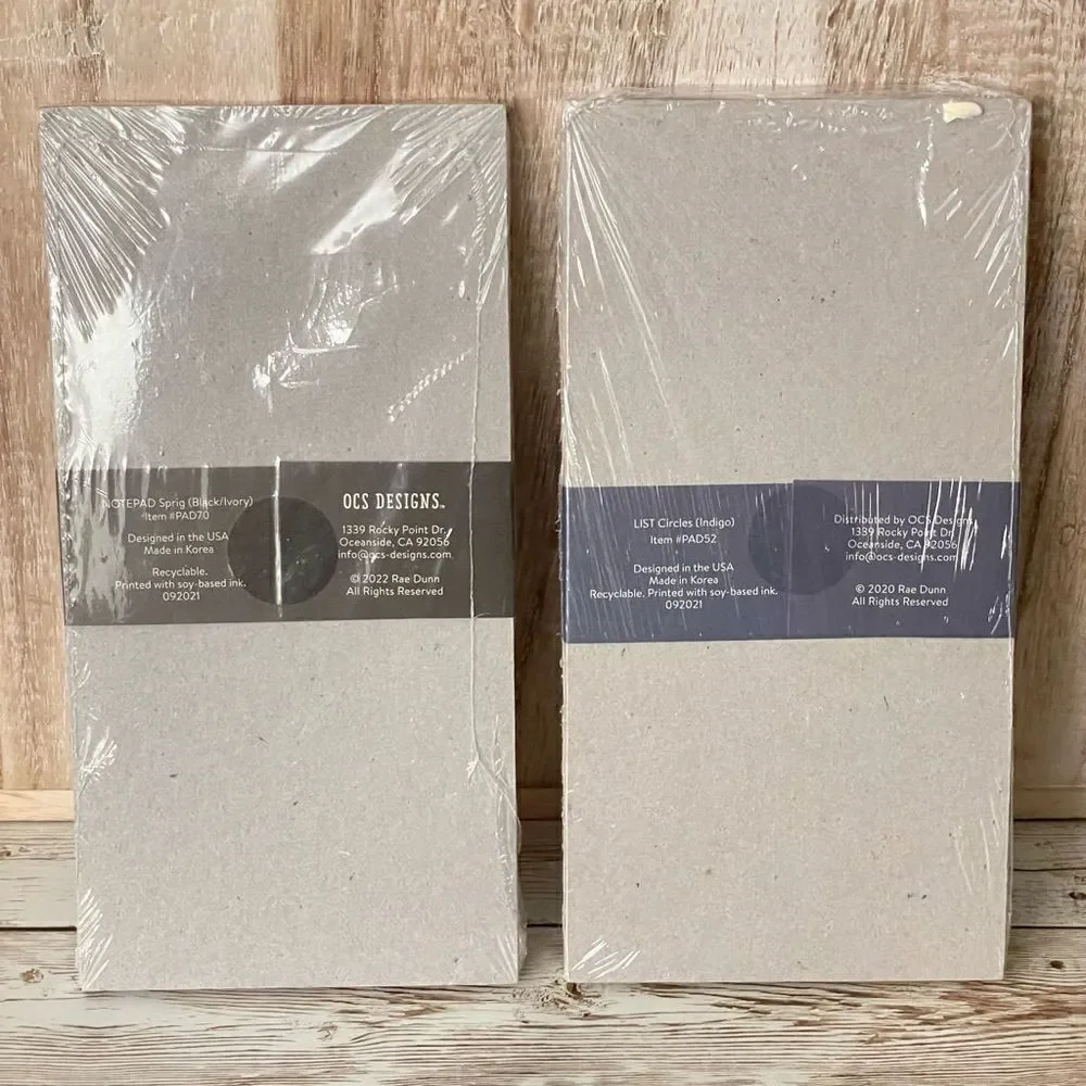 NWT Rae Dunn 2 Pc NOTEPAD / LIST Notepad Set Ivory PInk Blue Printed 140 Sheets